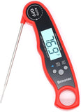 Brinonac Waterproof Digital Oven Meat Food Thermometer with Backlight and Calibration for Smoker,Kitchen, Cooking and BBQ Grill Outdoor-Red