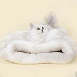RIIEEPTV Pet Bed Small Animal Self-Warm Sleeping Bag Soft Cozy Cuddle Sleeping Sofa Mat Indoor Bed Washable Sleeping Bag for Puppy Dog Small Cat Pig (White with Gray Hair)