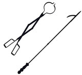 ZBXFCSH Heavy Duty 32 inch Long Fireplace Fire Pit Campfire Poker Stick and 25 Inch Fireplace Wood Stove Firewood Tongs Accessories Tools, Log Grabber Rust Resistant, Black Finish for Indoor and Outdoor use