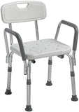 Wave Medical Products Adjustable Shower Chair with Padded Arms - Sturdy Bath Seat for Elderly with Back - Safe Bathroom Bench for Seniors - Nonslip Handicap Shower Stool - Bathtub Chairs Hold 350lbs
