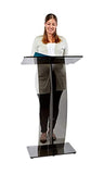 Adir Clear Podium Stand - Acrylic Pulpits for Churches, Portable Presentation Podium Professional Lectern with Wide Reading Surface for Restaurants, Weddings, Office and Classrooms
