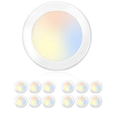 Hykolity 5/6 Inch Selectable CCT LED Disk Light Flush Mount, 3000K/4000K/5000K Adjustable, Dimmable Recessed Retrofit Ceiling Light, CRI90, 1050lm, 15W, Installs Into J-Box or Recessed Can, 12 Pack