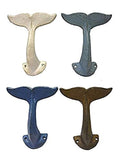 Pavlysh Set of 4 Assorted MayRich Cast Iron Whale's Tails Decorative Wall Hooks