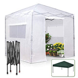 EAGLE PEAK 8' x 8' Portable Walk-in Greenhouse and Canopy Tent, Instant Pop-up Fast Setup Indoor Outdoor Plant Gardening Green House Canopy, Bonus Dual Use with Green Canopy Top