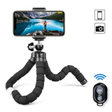 MAEXUS Camera Flexible Tripod, Phone Tripod with Bluetooth Remote and Universal Clip, 360 ° Adjustable Mini Travel Tripod Portable Camera Stand Holder for Android Selfie SLR Sports Camera