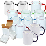 TWISTED ENVY  Set of 12 11 oz Mixed Rim Professional Grade Sublimation Mug- Sublimation Series - With Foam Support Shipping Box