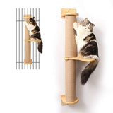 FUKUMARU Cat Activity Tree with Scratching Posts, Wall Mounted Jute Scratcher Pine Hammock