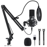 DX LOVER USB Microphone, MAONO 192KHZ/24Bit Plug & Play PC Computer Podcast Condenser Cardioid Metal Mic Kit with Professional Sound Chipset for Recording, Gaming, Singing, YouTube (AU-A04)