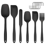 Smart Cutter 6pcs Silicone Spatulas Utensils Set Heat Resistant Kitchen with S Shape Hooks for Cooking Baking Mixing Including Brush Spoon Spatula, Non Stick (Black)