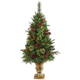 Casafield 4ft. Pine, Pinecone and Berries Artificial Christmas Tree in Decorative Urn