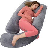 AS AWESLING 60in Full Body Pillow | Nursing, Maternity and Pregnancy Pillow | Extra Large U Shaped Sleeping Pillow with Removable Cover (Velvet Grey)low with Removable Cover (Velvet Grey)