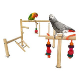 ZOHOKO Bird Cage Top Wood Play Stand Set,Parrot Cages Activity Center with Chew Ladder Swing Perch Toy for Conure, Parakeets, Budgie, Cockatiels, Lovebirds