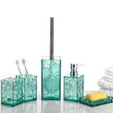 Aksipo Acrylic Bathroom Accessories Set, 5 Piece Bathroom Vanity Accessory Set with Toothbrush Holder Tumbler Lotion Dispenser Soap Dish Toilet Brush Set, Elegant Bathroom Decor and Gift Set