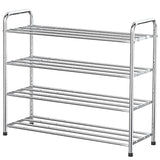 FANHAO 4-Tier Shoe Rack, 100% Stainless Steel Shoe Storage Organizer, Stackable 12-Pair Storage Shelf for Bedroom, Closet, Entryway, Dorm Room, 23.6