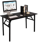 DEWVIE Folding Table Computer Desk, No Assembly Required, Sturdy and Heavy Duty Writing Desk for Small Spaces (Black)