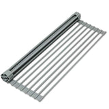 S&T INC. Over the Sink Silicone Coated Roll Up Dish Drying Rack, Space-Saving Dish Rack, Grey, 13 In. x 20.5 In.
