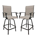 Kingdely Patio Swivel Bar Stools, Outdoor High Top Bistro Stools, All-Weather Adapt Garden Furniture Bar Dining Chair, Height Chairs for Bistro Lawn, Backyard ,Grey, Set of 2