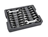 DINSHARE   14 Pc. 12 Point Stubby Ratcheting SAE/Metric Combination Wrench Set - 85206