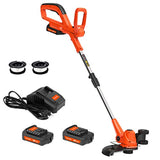 PAXCESS Cordless String Trimmer / Edger, 20V 10 Inch with 2 x 1.50 Ah Batteries, 1 Charger and Replacement Coil Line, Adjustable Length