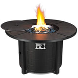 Gizcam 42in Propane Fire Pit Table, 50,000 BTU Auto-Ignition Fire Bowl with Blue Fire Glass & Waterproof Firepit Table Cover , CSA Certification, Outdoor Fireplace for Patio Courtyard Balcony