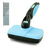 FIOVIEL Self Cleaning Slicker Brush for Dogs and Cats, Pet Grooming Dematting Brush Easily Removes Mats, Tangles, and Loose, with Pet Stainless Steel Grooming Dog Cat Comb Tool (Sky Blue)
