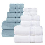 Sofi Towel Luxury 700GSM Towels Bathroom Sets 12 Piece Soft Turkish Cotton Bath Towel Set Spa Towels Lint Free White Light Blue
