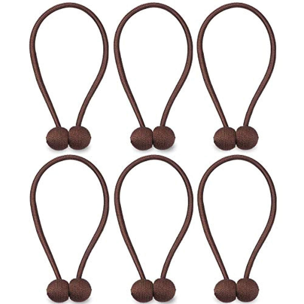 NZQXJXZ Curtain Tiebacks Magnetic, Drape Holders Holdbacks Decorative Weave Rope Clips Window Sheer Blackout Panels Home Office, Chocolate (Pack of 6)