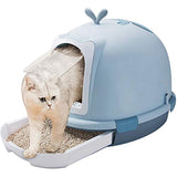 EverWin  Cat Litter Box Large Closed Kitten Toilet Pan Hooded Sand Basin with Removable Tray Scoop Handle Anti-Splashing Deodorizing for Cats Kittens (Blue)