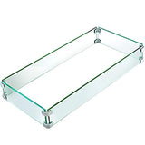 BsBsBest Fire Pit Wind Guard, 29.5 x 13.6 x 4 Inch Glass Flame Guard, Rectangle Glass Wind Guard Fence with 5/16 Inch Thickness Clear Tempered Glass, for Propane, Gas, Fire Pits Pan/Table