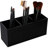 Weiai Black Makeup Brush Holder Organizer, 3 Slot Acrylic Cosmetics Brushes Storage Solution
