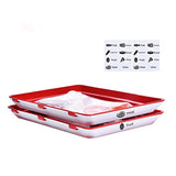 VODESON Food Tray Zero Waste Food Storage Containers Flat Reusable Freezer Food Preservation Tray Space Food Savers, Keeper Freezer Meal Trays Fresh, Meat,cheese,cold Cut(2 Pcs Trays And 16 Pcs Food Label)