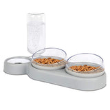 zxcvbn Three Dogs Cat Bowl Set,15°Tilt and 360°Rotatable Double Food Bowl,Double Bowl of Wet and Dry Food with Automatic Water Bottle Bowl,Small and Medium Dogs and Cats use