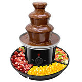 Micnaron  Chocolate Fountain 3 Tiers Electric Melting Chocolate Machine Mini Hot Chocolate Fondue Pot Stainless Steel Heated Basin Chocolate Fountain With Fruit & Nut Plate For Nacho Cheese, BBQ Sauce, Ranch, Liqueurs(Black)
