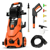 Paxcess V3.2 3500PSI Max 1.85 GPM Electric Pressure Power Washe with Hose Reel, 4 Quick Connect Nozzles, Soap Tank, IPX5 Car Wash Machine for Home/Car/Driveway/Patio Clean