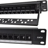 Kenable 24 Ports RJ45 CAT6 Gigabit Through Coupler Patch Panel With Rear Bar