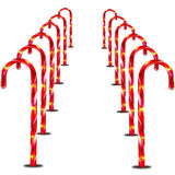 Prextex 12 Christmas Candy Cane Pathway Lights Markers for Indoor and Outdoor Use - Christmas Light Up Candy Cane Walkway Outside (2 Sets of 6 Candy Canes, 17 Inches Tall)