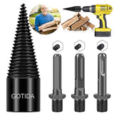 GOTIDA Wood Log Splitter Firewood Drill Bit,4PCS Kindling Splitter Splitting Removable Logs Splitters Electric Drills Bits Heavy Duty Screw Cone Driver (32mm 4pcs Log Splitter Drill Bit)