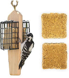 Squirrel Buster Suet Feeder for Birds - Include 2 Bonus Suet Cake Cage Feeder Packs -Premium Suet Cakes for Feeder Basket Holder