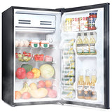 RaySonics Mini Fridge with Freezer, 3.3 Cu Ft, Energy Star, Single Door, Low noise, Removable Glass Shelves, Compact Refrigerator for Bedroom, Office, Garage, Studio, Dorm with 3 Temperature Settings