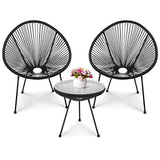 STOOG Patio Acapulco Lounge Chairs 3 Piece, Outdoor Furniture Covers Woven Bistro Set Including 2 Chairs and 1 Glass Table.