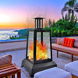 NSdirect Large Fire Pit Steel Wood Burning Outdoor Fireplace Tower 44
