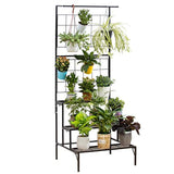 COPREE 3 Tier Metal Plant Hanging Shelf, Flower Pot Organizer Shelf, Indoor Outdoor Multi Planter Display Shelf, Sturdy Planter Shelf with Grid Panel