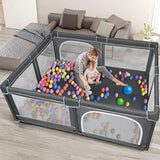 Gamtik Baby Playpen, Playpens for Babies and Toddlers, Extra Large Baby Play Yard (73.2 x 60.6 x 27.2 inches), Sturdy Baby Play Area with Anti-Slip Suckers and Super Soft Breathable Mesh