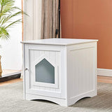 Bundle & Bliss White Cat Litter Box Enclosure, Wooden Indoor Cat House Litter Tray Cover, Easy Assembly Sturdy Structure Furniture, Fit Most of Litter Box (Small)