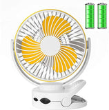 Avantool  Battery Operated Clip on Fan, USB Rechargeable Portable Baby Stroller Fan with LED Light, 4 Speeds 360 Degree Rotation Quiet Personal Desk Fan, 3600mAh Battery for Home Office Travel Outdoor (White)