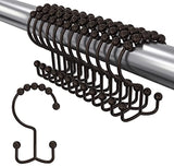 Double Glide Roller Shower Curtain Rings/Hooks, 100% High Quality Stainless Steel, Polished Bronze, Set of 12 Rings (Bronze)