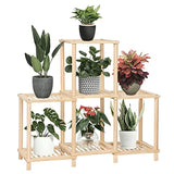 SHALLWE Wooden Plant Rack 7 Board, DIY Storage Rack and Display Rack Indoor and Outdoor