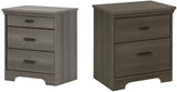 South Shore Versa Nightstand with 2 Drawers and Charging Station, Gray Maple