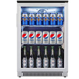 Weili Beverage Refrigerator and Cooler, 20 Inches Wide Beer Soda Fridge with Stainless Steel & Glass Door for Home Office Bar, Auto Defrost, Built-in/Freestanding