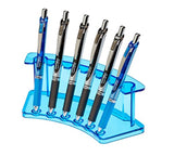 CRYSTAL DECOR Vertical 6 Slot Display Stand Pack of 2 - Durable Acrylic Holder for Pens & Pencils - Organizer for Home Office & Store Use (Crystal Blue)